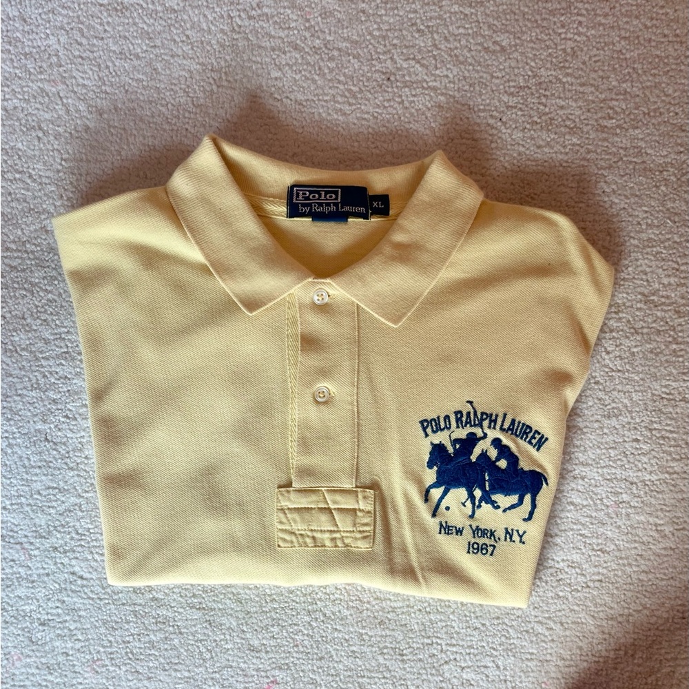 Men’s Polo Ralph Lauren Yellow Polo Shirt with Blue Logo